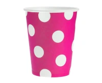 Paper Cups Polka Dots, magenta, 270 ml /  6 pcs